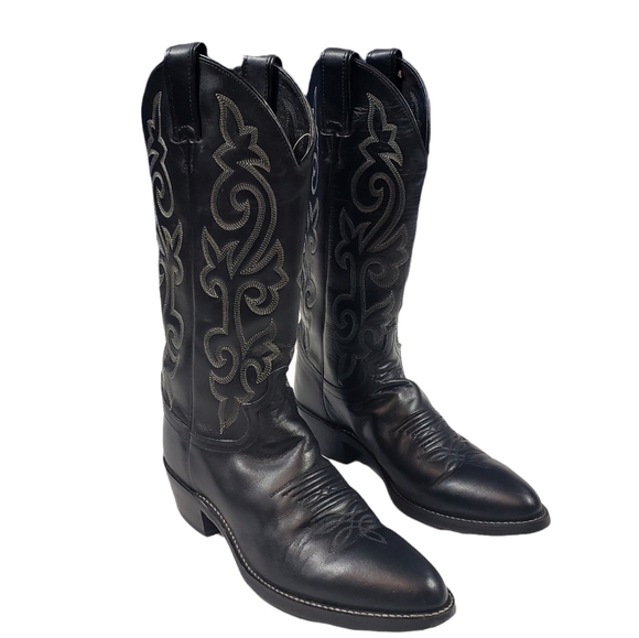 Justin Boots Shoes Justin Buck Black Leather Cowboy Boots 49